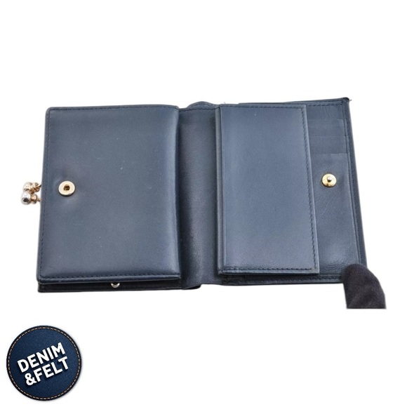 Burberry Navy Blue Plaid Leather Nova Check Clasp Bi-Fold Wallet 💙♥️ - Picture 7 of 10